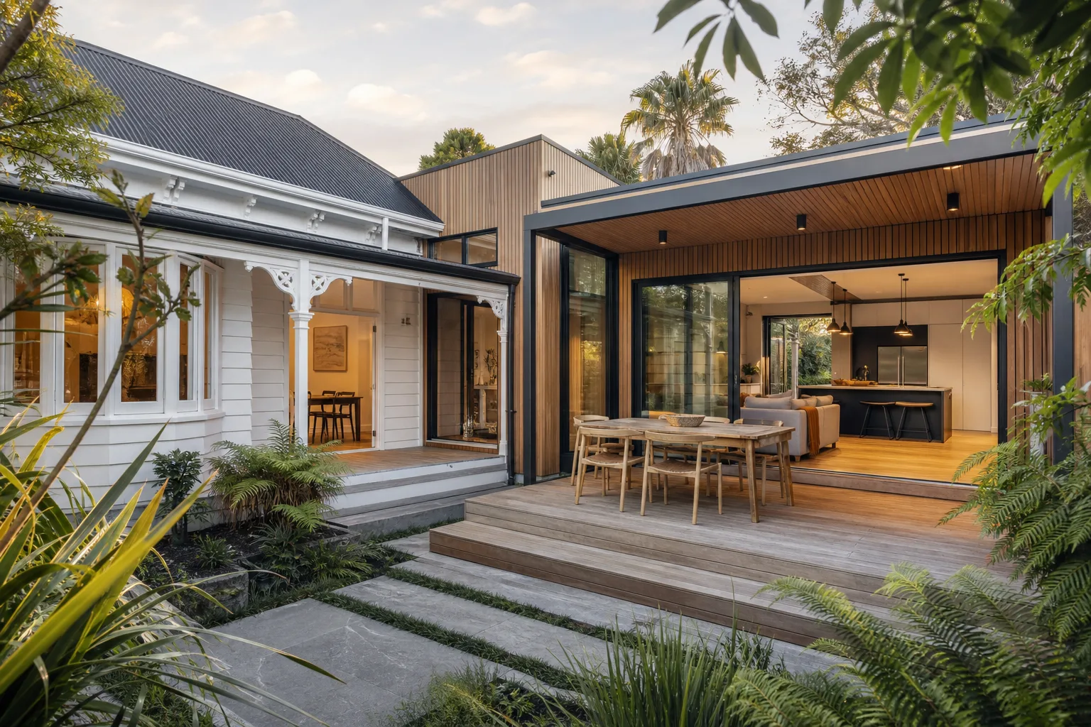 Auckland villa connected to a contemporary cedar extension
